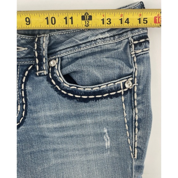 MISS ME JP5014-11 Boot Cut Womens Distressed Jeans 27 Flap Pockets Cowgirl - Picture 6 of 12